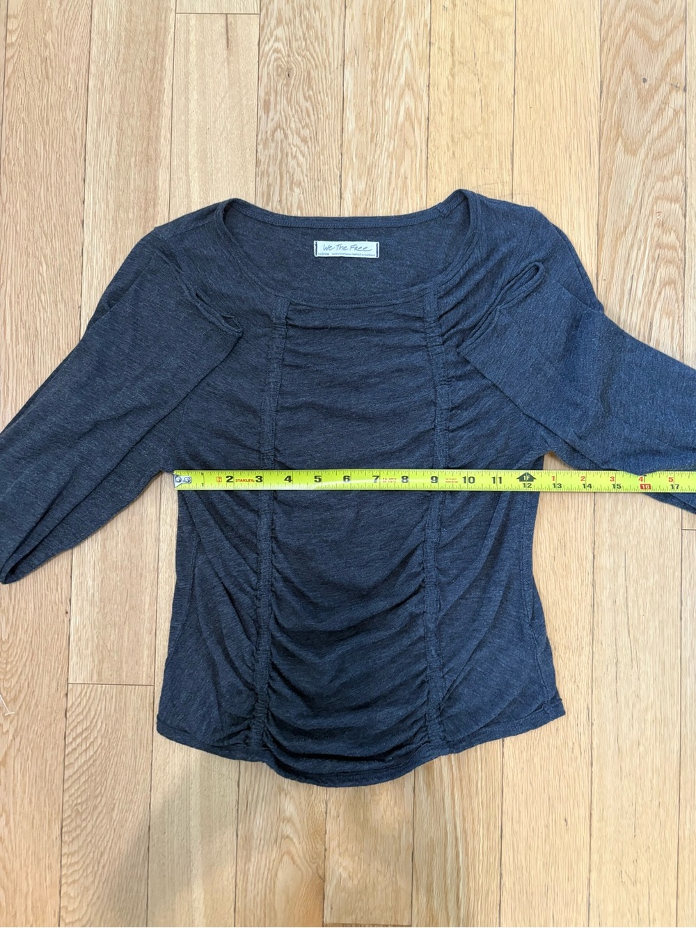 Free People We The Free Ruched Long Sleeve Top Charcoal Grey Size M Whimsygoth - Picture 6 of 6